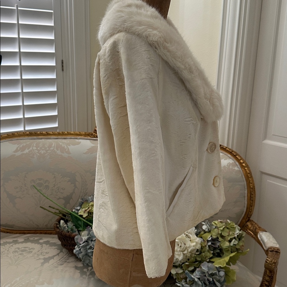 Vintage 1960s 3/4 sleeve bolero sheared lamb jacket with mink fur collar,lined